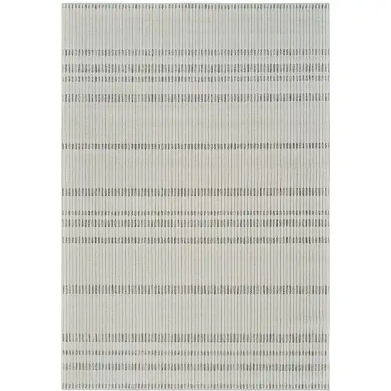 Cream and Beige Striped Distressed Indoor Outdoor Area Rug Photo 2