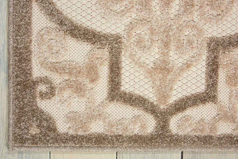 Cream and Beige Trellis Indoor Outdoor Area Rug Photo 1