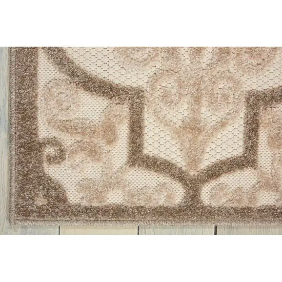 Cream and Beige Trellis Indoor Outdoor Area Rug Photo 2