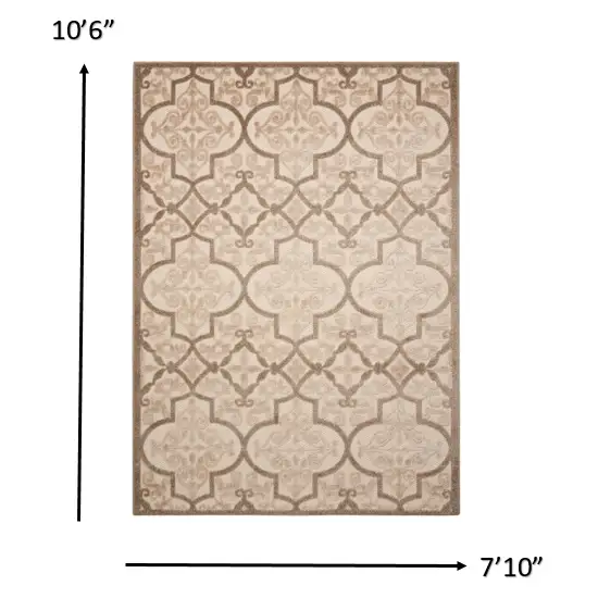 Cream and Beige Trellis Indoor Outdoor Area Rug Photo 5