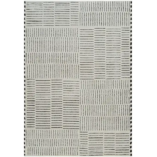 Cream and Black Abstract Distressed Area Rug Photo 2