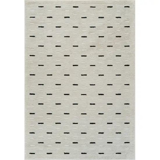 Cream and Black Abstract Distressed Area Rug Photo 4