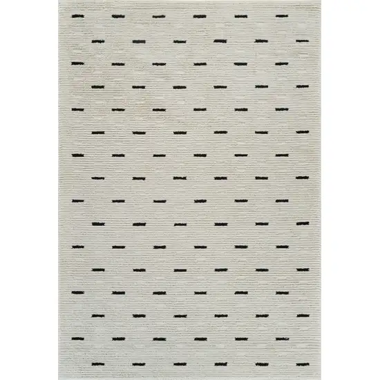 Cream and Black Abstract Distressed Area Rug Photo 1