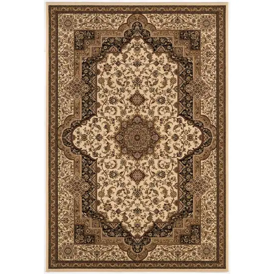 Cream and Black Decorative Area Rug Photo 3