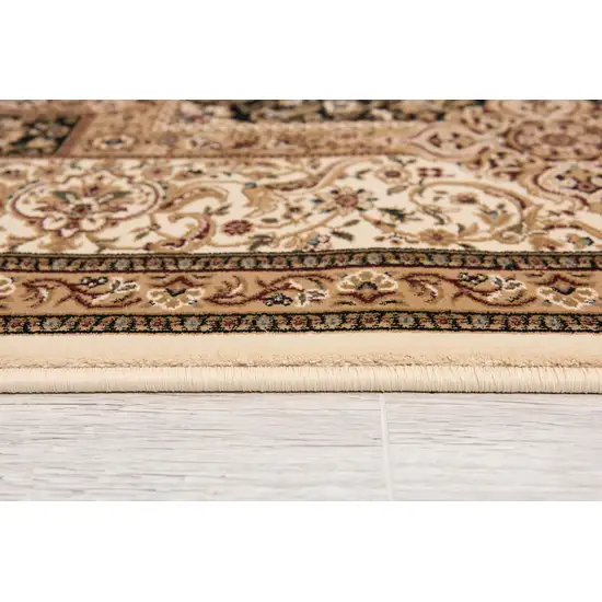 Cream and Black Decorative Area Rug Photo 8