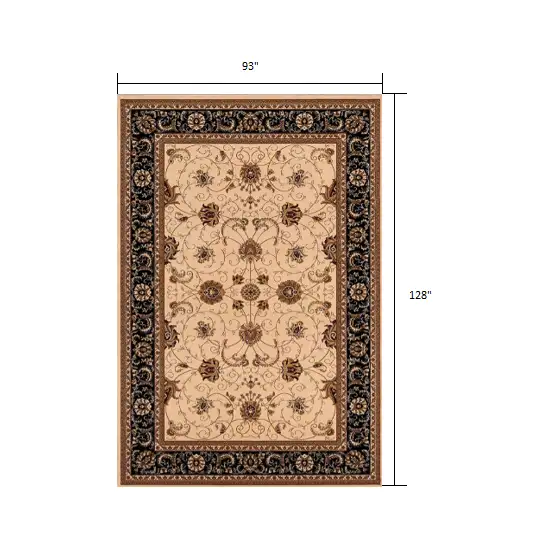 Cream and Black Decorative Area Rug Photo 1