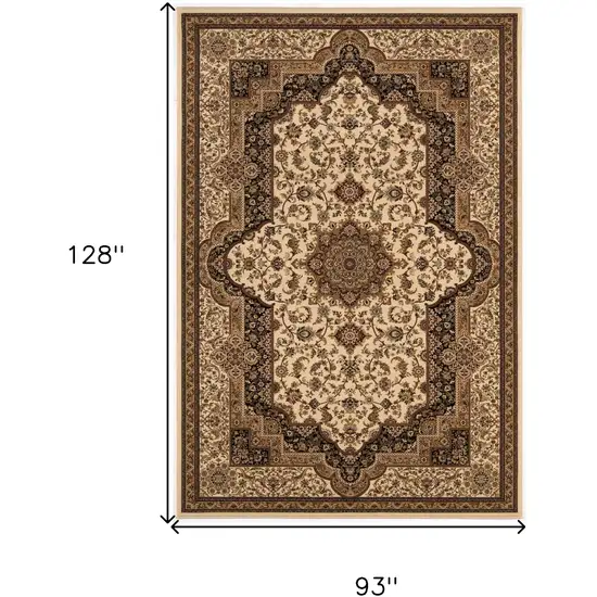 Black and Ivory Oriental Power Loom Area Rug Photo 3