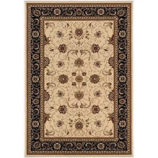 Cream and Black Decorative Area Rug Photo 3