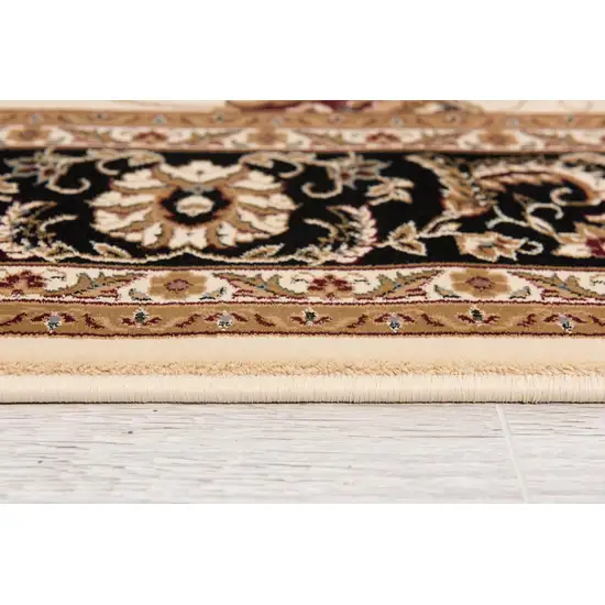 Cream and Black Decorative Area Rug Photo 8