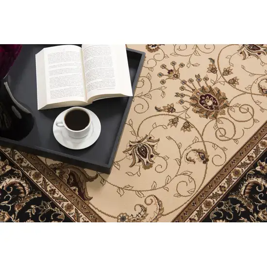 Cream and Black Decorative Area Rug Photo 2