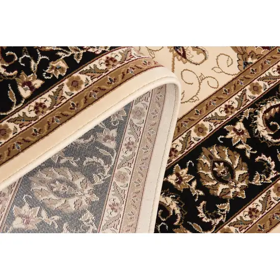 Cream and Black Decorative Area Rug Photo 7