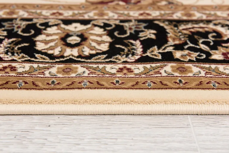 Cream and Black Decorative Area Rug Photo 5