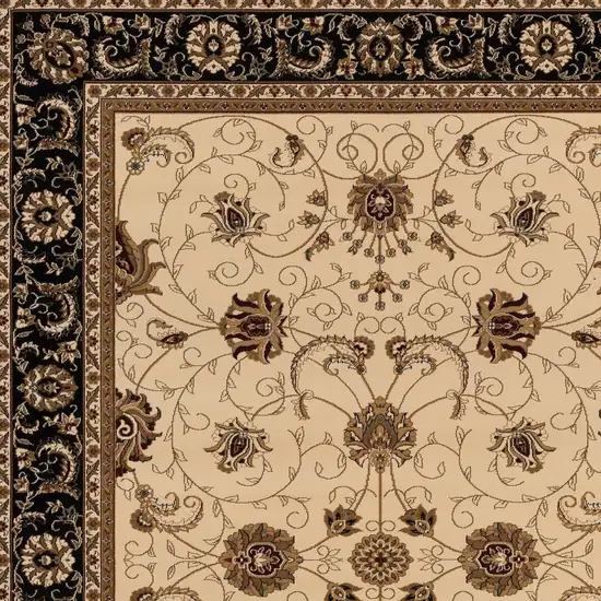 Cream and Black Decorative Area Rug Photo 4