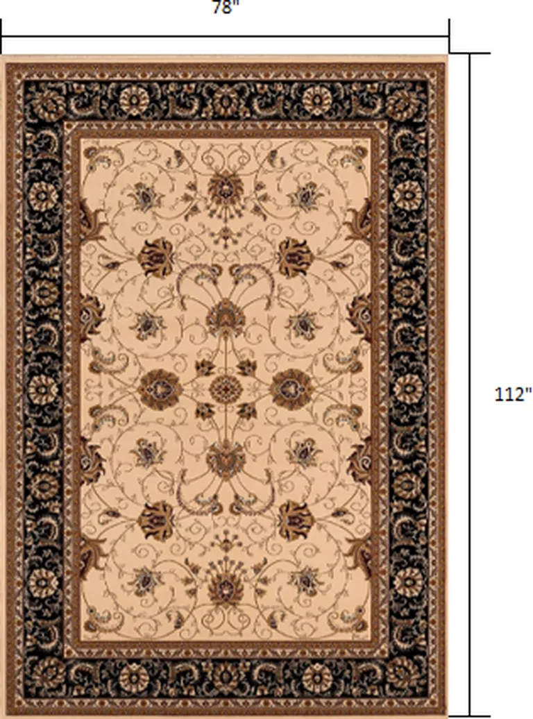 Cream and Black Decorative Area Rug Photo 1