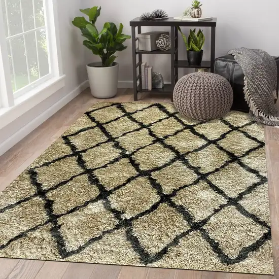 Cream and Black Lattice Area Rug Photo 7