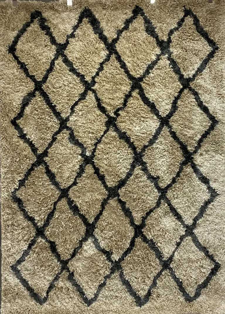 Cream and Black Lattice Area Rug Photo 1