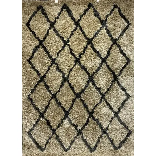 Cream and Black Lattice Area Rug Photo 1