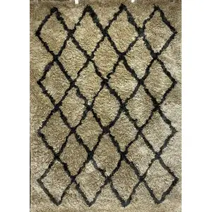 Photo of Cream and Black Lattice Area Rug