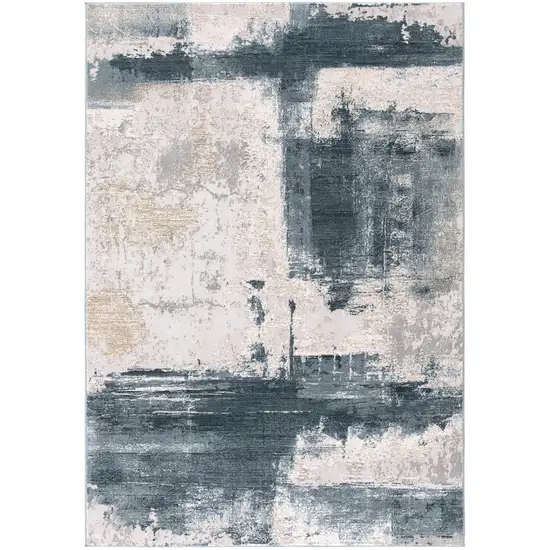 Blue And Ivory Abstract Dhurrie Area Rug Photo 4