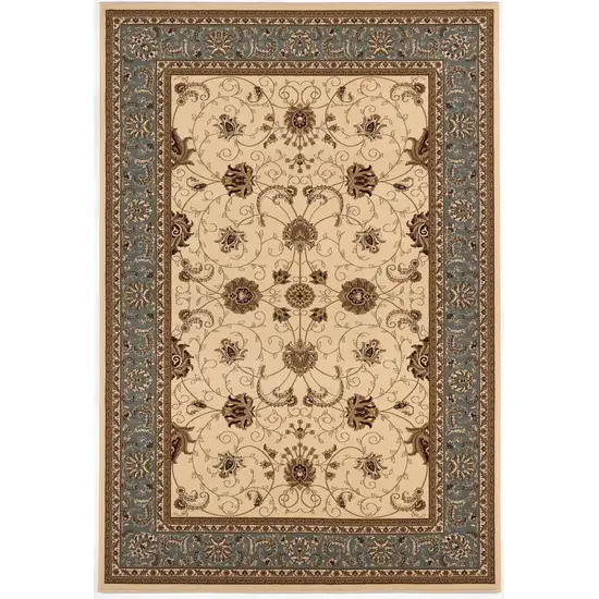 Cream and Blue Traditional Area Rug Photo 5