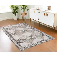 Photo of Cream and Brown Abstract Distressed Area Rug