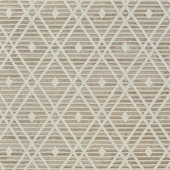 Cream and Brown Geometric Distressed Indoor Outdoor Area Rug Photo 4