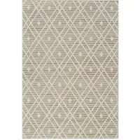 Photo of Cream and Brown Geometric Distressed Indoor Outdoor Area Rug