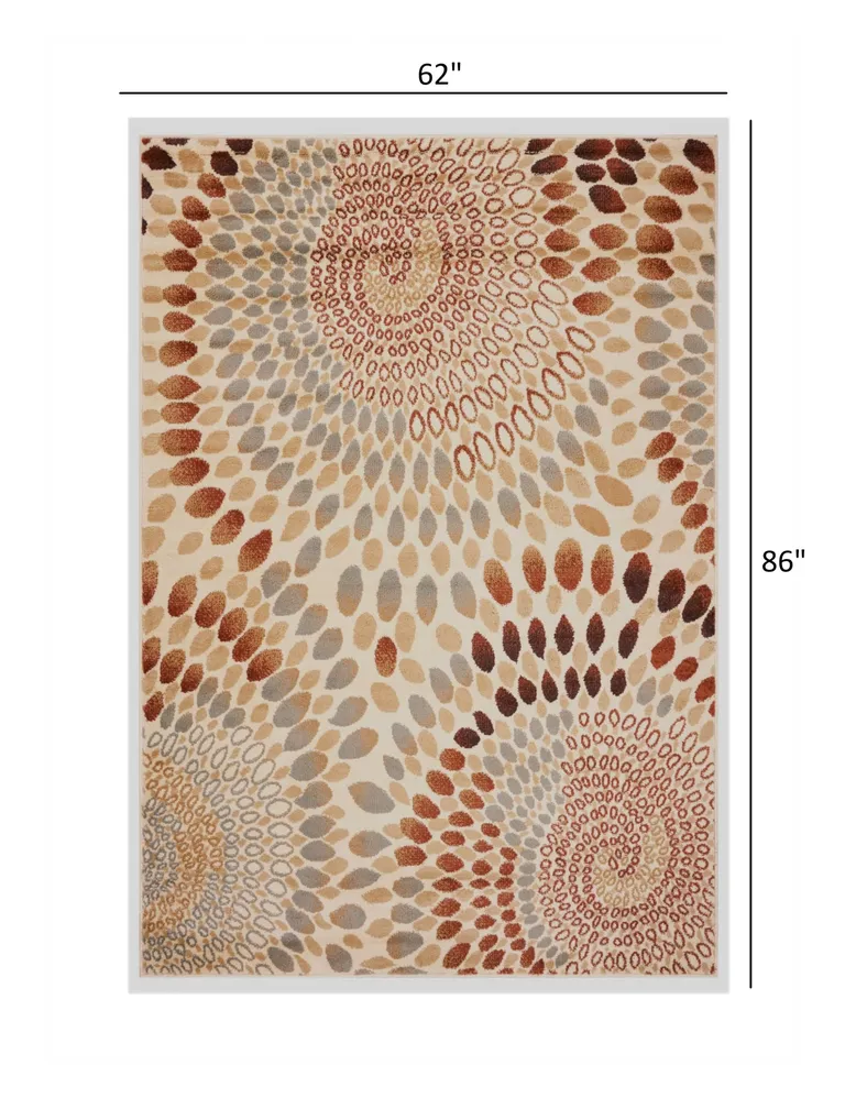 Cream and Brown Swirls Area Rug Photo 5