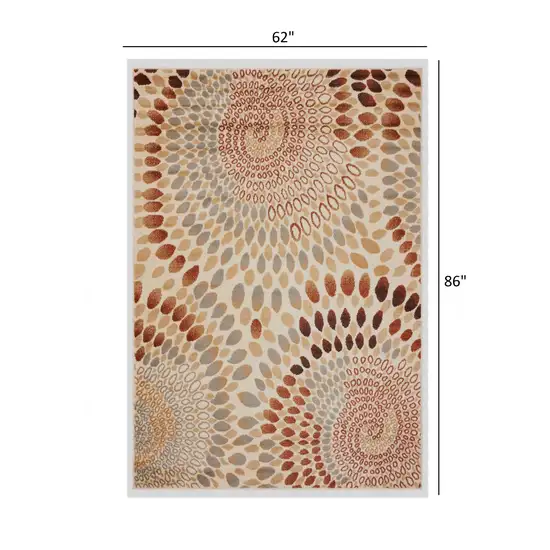 Cream and Brown Swirls Area Rug Photo 5