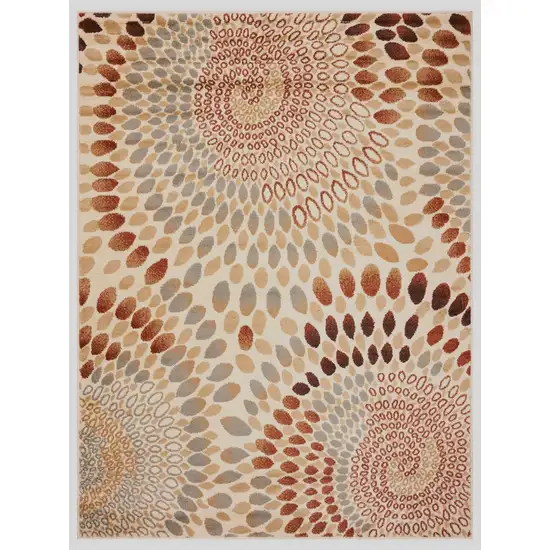 Cream and Brown Swirls Area Rug Photo 6