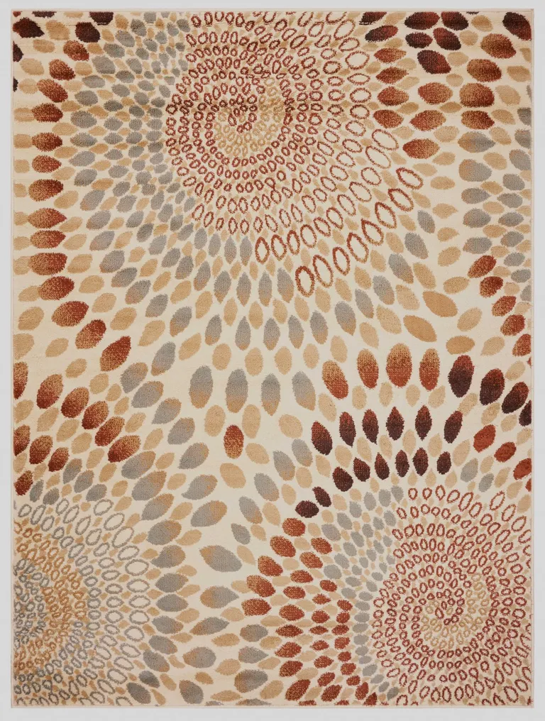 Cream and Brown Swirls Area Rug Photo 1