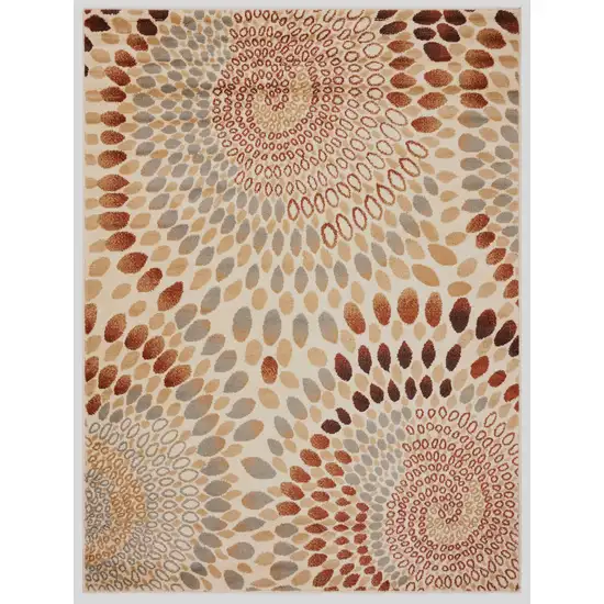 Cream and Brown Swirls Area Rug Photo 1