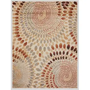 Photo of Cream and Brown Swirls Area Rug