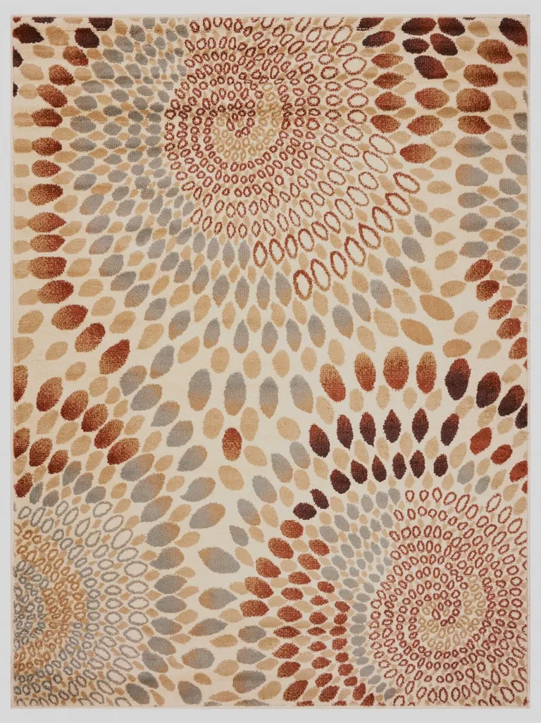 Cream and Brown Swirls Area Rug Photo 5