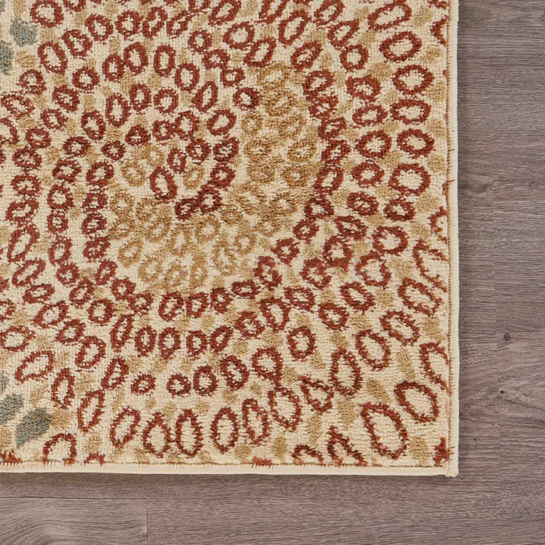 Cream and Brown Swirls Area Rug Photo 3