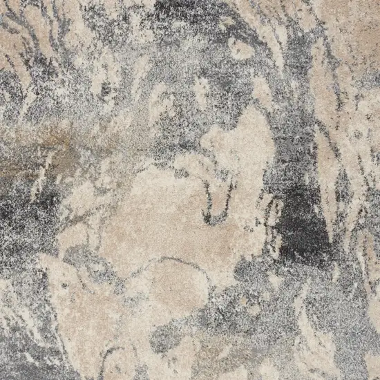 Cream and Gray Abstract Distressed Area Rug Photo 4