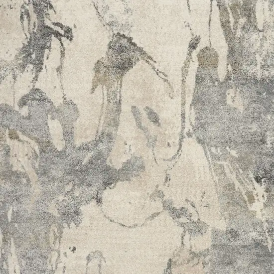 Cream and Gray Abstract Distressed Area Rug Photo 4