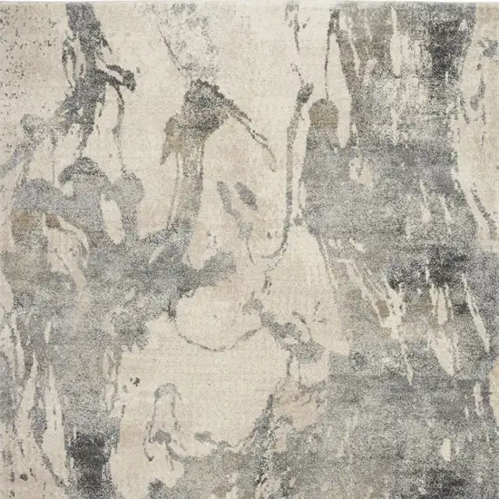 Cream and Gray Abstract Distressed Area Rug Photo 5