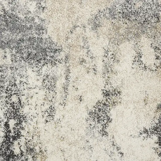 Cream and Gray Abstract Distressed Area Rug Photo 8