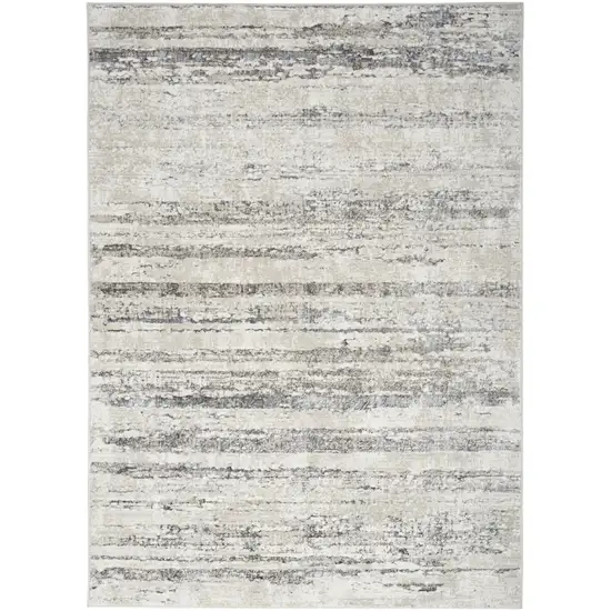 Cream and Gray Abstract Non Skid Area Rug Photo 2