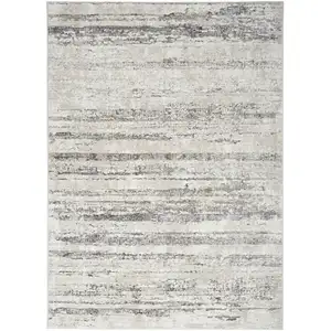 Photo of Cream and Gray Abstract Non Skid Area Rug