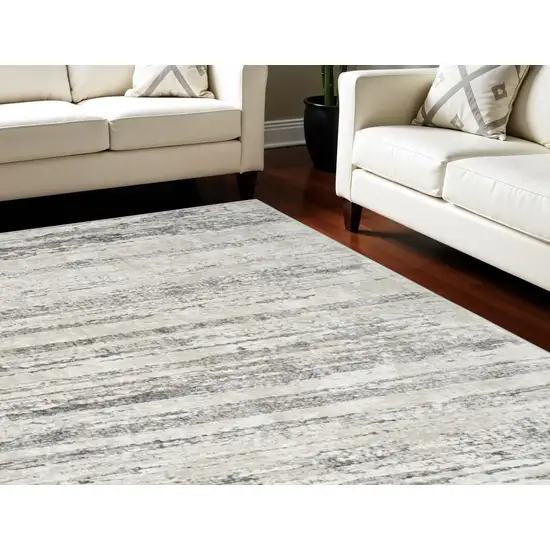 Cream and Gray Abstract Non Skid Area Rug Photo 1