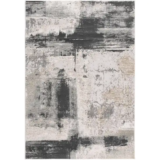 Cream and Gray Abstract Patches Area Rug Photo 4