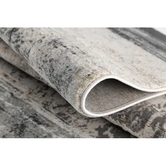 Cream and Gray Abstract Patches Runner Rug Photo 3