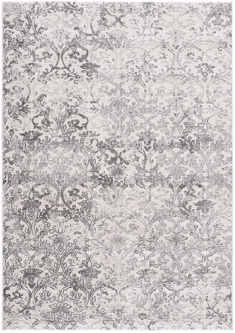 Cream and Gray Faded Filigree Area Rug Photo 1