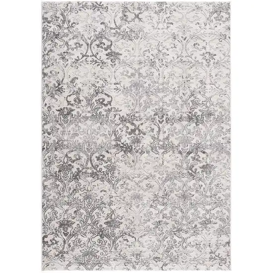 Cream and Gray Faded Filigree Area Rug Photo 1