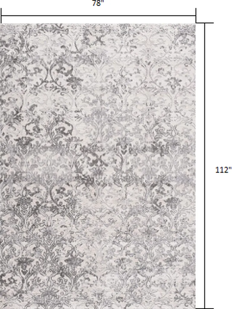 Cream and Gray Faded Filigree Area Rug Photo 2