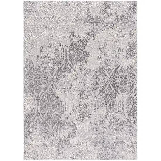 Cream and Gray Faded Filigree Runner Rug Photo 1