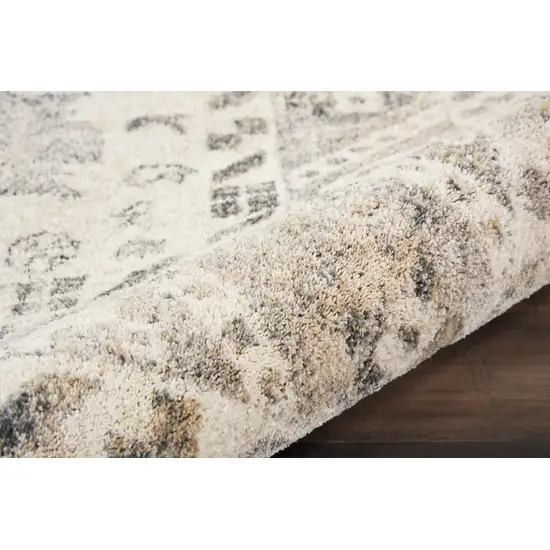 Cream and Gray Floral Distressed Area Rug Photo 9