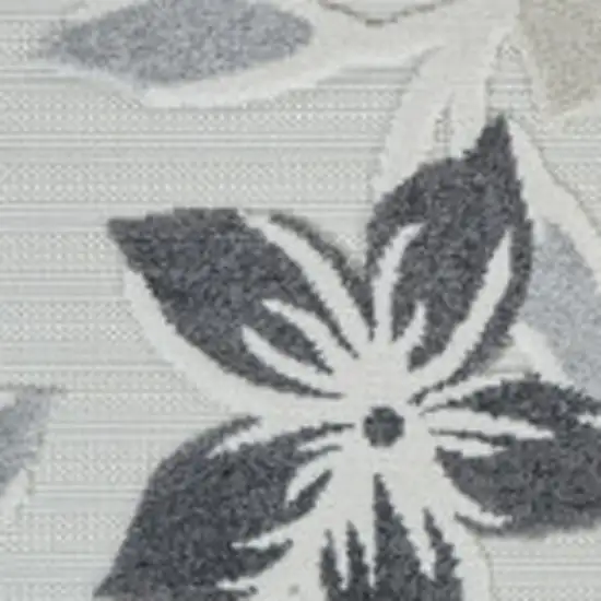 Cream and Gray Floral Distressed Indoor Outdoor Area Rug Photo 5